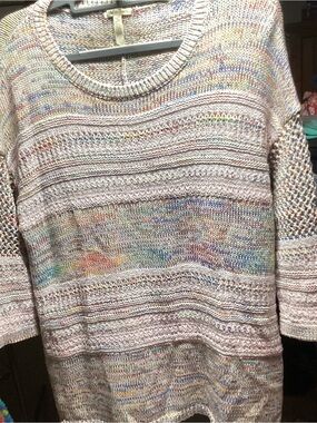 Matilda Jane Light Pink Multicolor Speckled Knit Crewneck Sweater